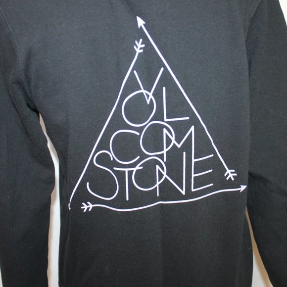 VOLCOM Black Hoodie Size Small "VOLCOM STONE" Logo Drawstring Pocket Long Sleeve - Picture 4 of 14